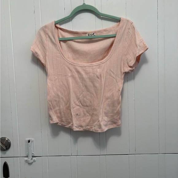 Free People Tops - Free People Peach Ribbed Scoop Neck Top